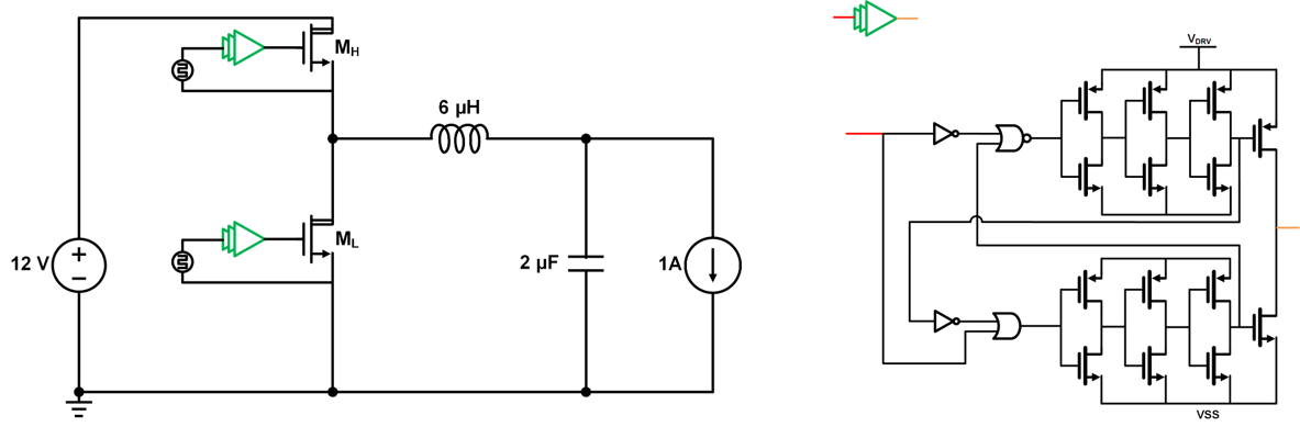 Gate driver design and shoot-through prevention logic