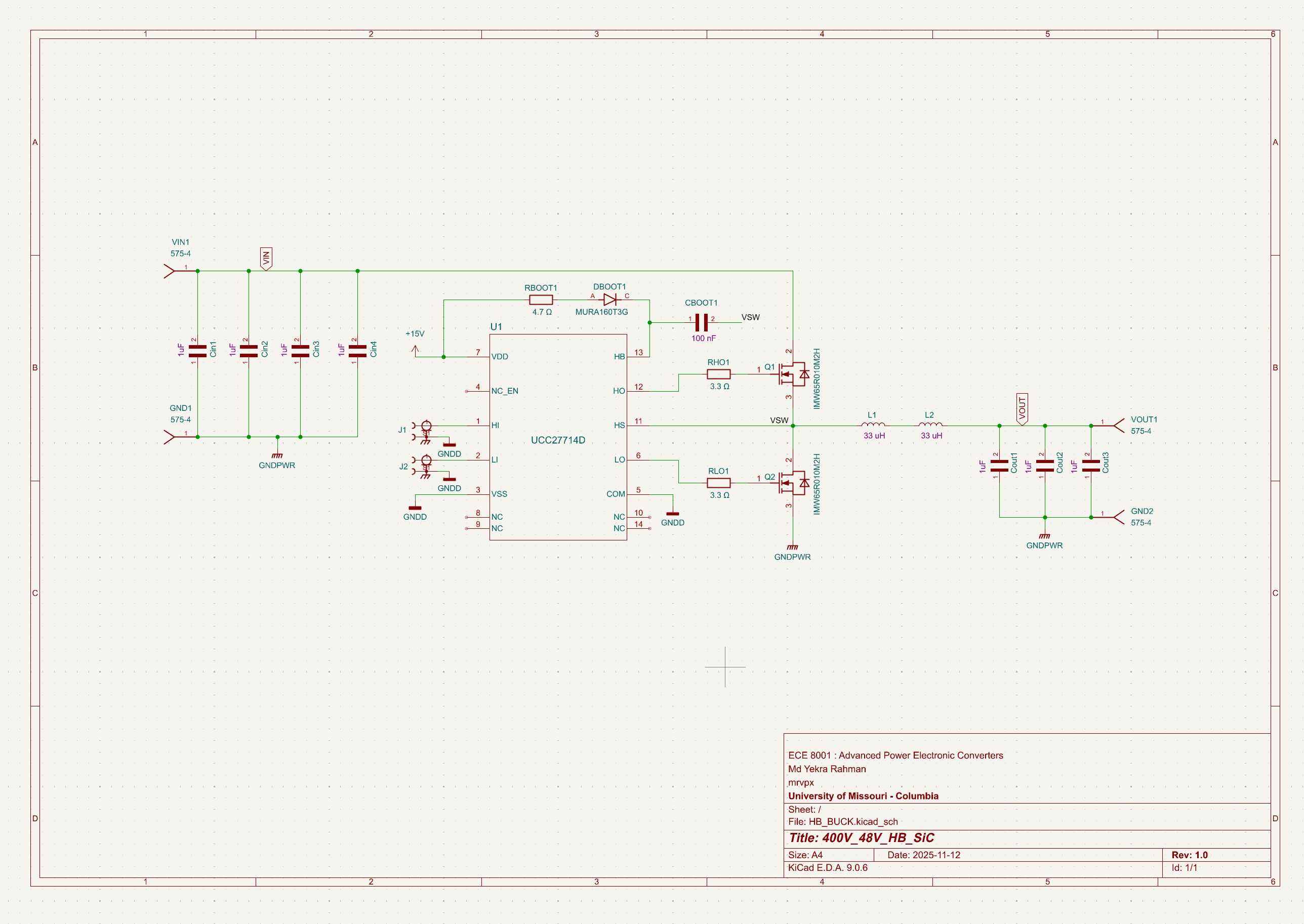 KiCad schematic of synchronous buck converter